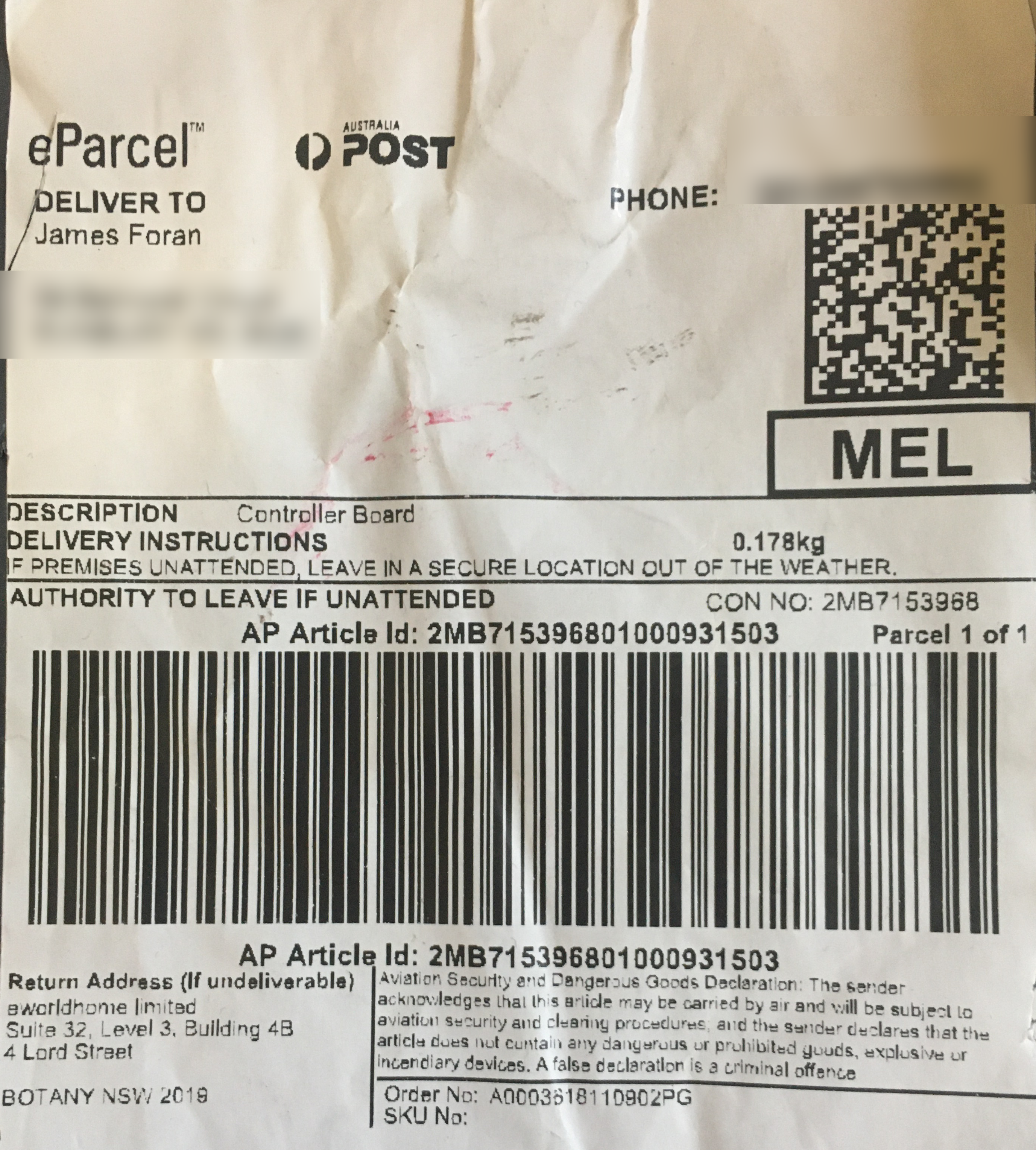 Australia Post Label