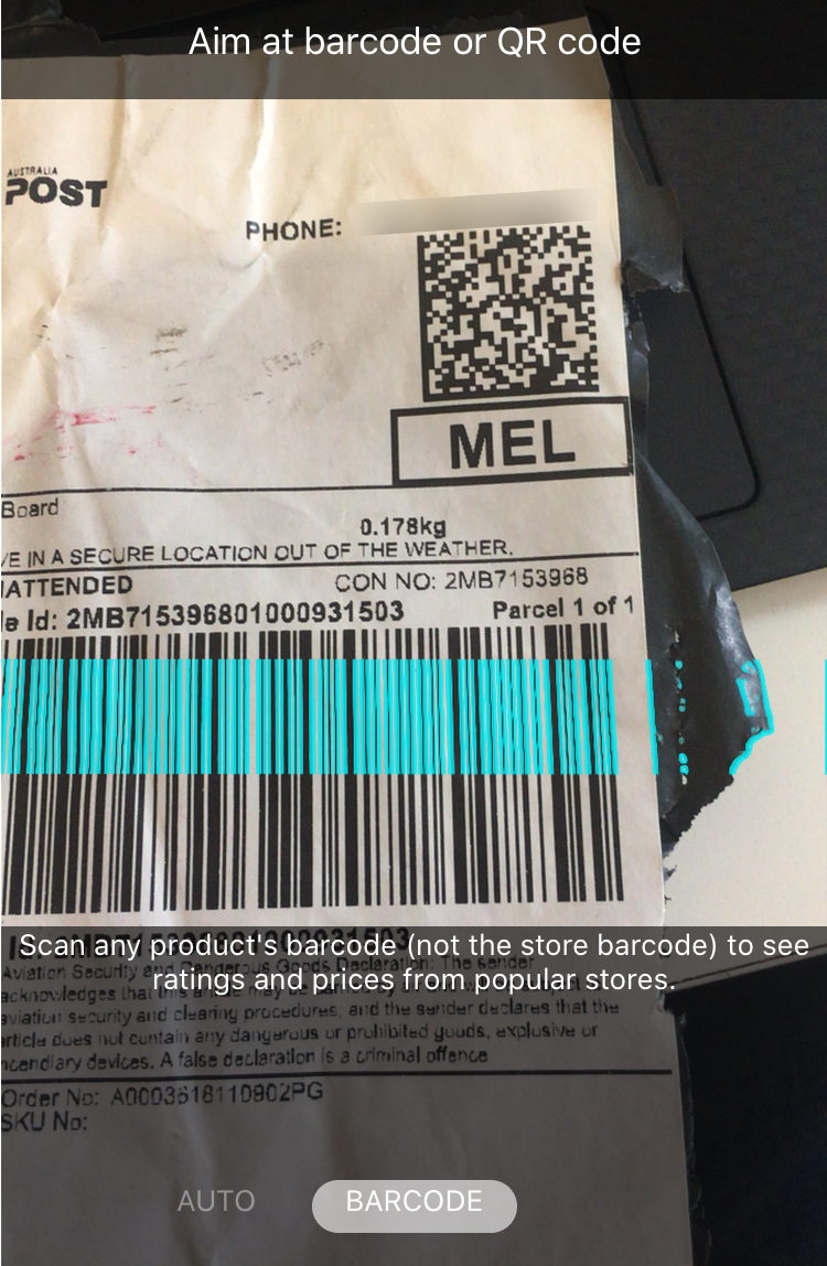 Scanning a freight label via mobile device